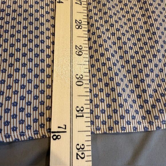 Daniel Cremieux Classics Contrast Cuff Button Front Shirt Blue Cream Brown Large - Picture 12 of 14